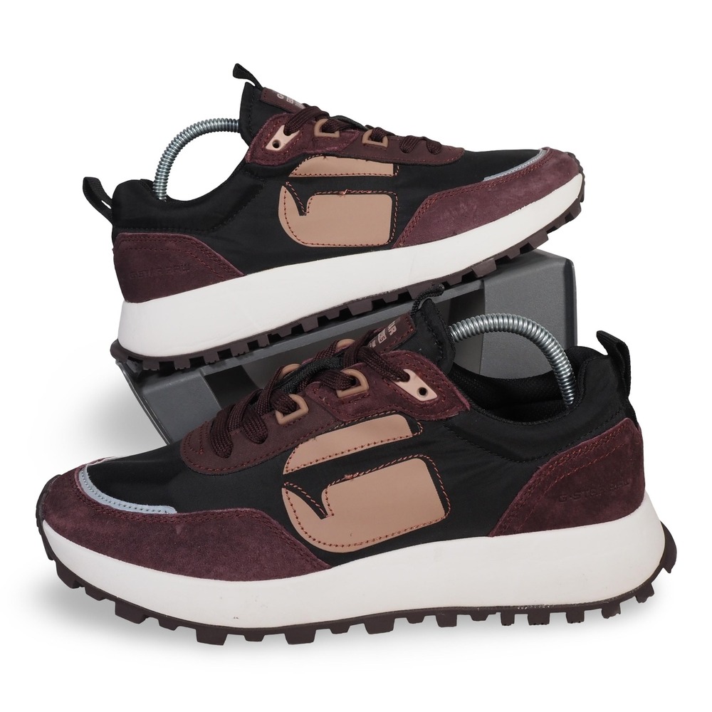 G-Star Raw Theq Run Casual Suede Sneakers Womens 8‎ Burgundy Black Low Top Shoes
